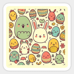 Cute Easter Day Bunny Patterns - Birthday Gift ideas for Girls Sticker